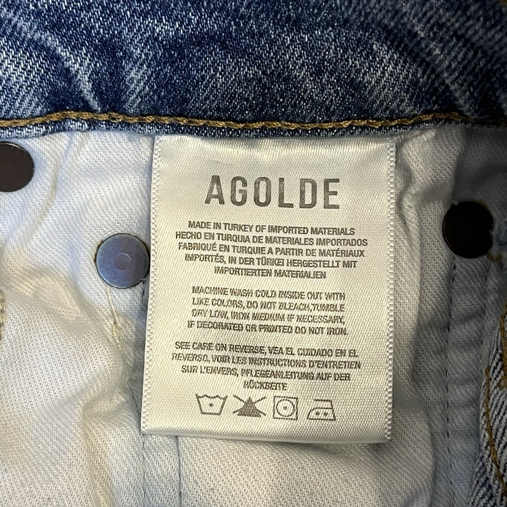 Agolde Riley Distressed Ripped High-Rise Cropped Jeans Size 24 Boho Modern Luxe - Picture 9 of 10